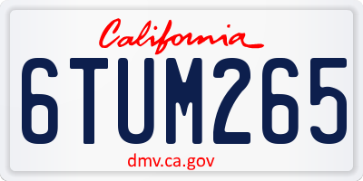 CA license plate 6TUM265