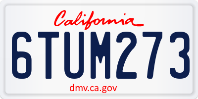 CA license plate 6TUM273