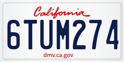 CA license plate 6TUM274