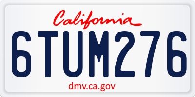 CA license plate 6TUM276