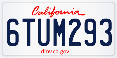 CA license plate 6TUM293