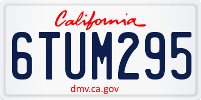CA license plate 6TUM295