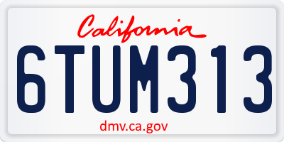 CA license plate 6TUM313