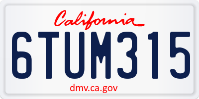 CA license plate 6TUM315