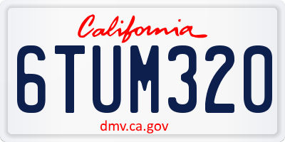 CA license plate 6TUM320