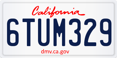 CA license plate 6TUM329