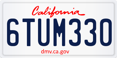 CA license plate 6TUM330