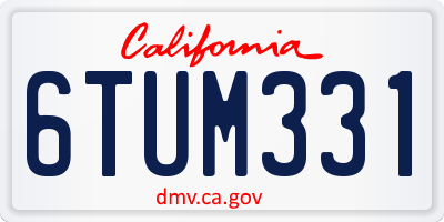 CA license plate 6TUM331