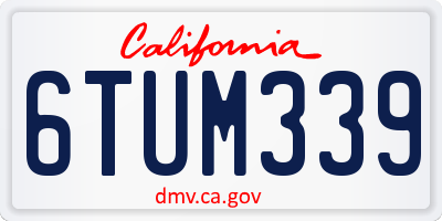 CA license plate 6TUM339