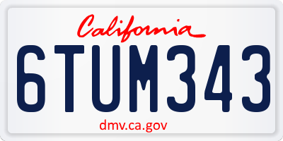 CA license plate 6TUM343