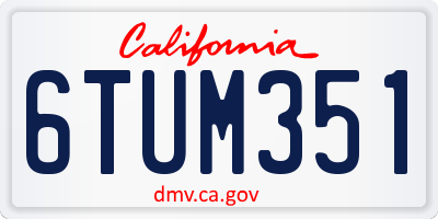 CA license plate 6TUM351