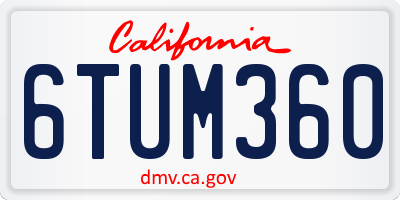 CA license plate 6TUM360