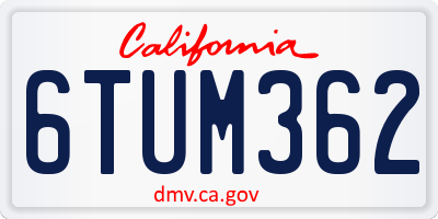 CA license plate 6TUM362