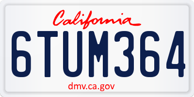 CA license plate 6TUM364