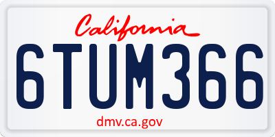CA license plate 6TUM366
