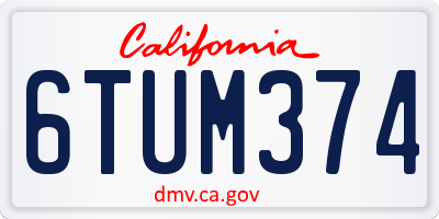 CA license plate 6TUM374