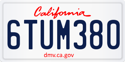CA license plate 6TUM380