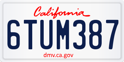 CA license plate 6TUM387