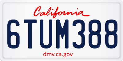 CA license plate 6TUM388