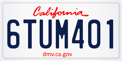 CA license plate 6TUM401
