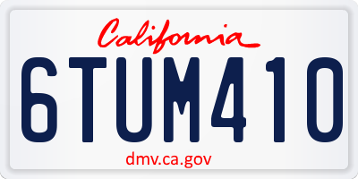 CA license plate 6TUM410