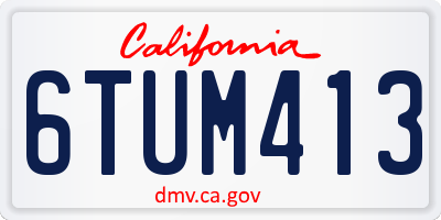 CA license plate 6TUM413