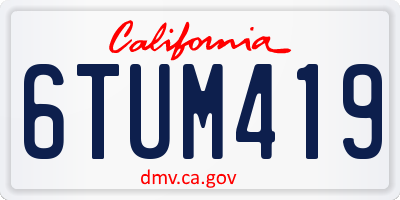 CA license plate 6TUM419
