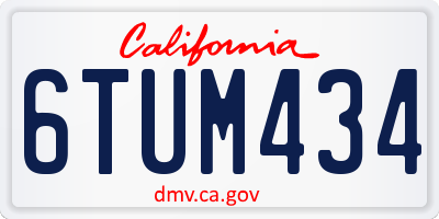 CA license plate 6TUM434