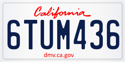 CA license plate 6TUM436