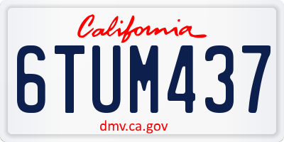 CA license plate 6TUM437