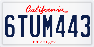 CA license plate 6TUM443