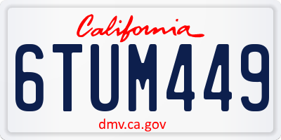CA license plate 6TUM449
