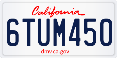 CA license plate 6TUM450