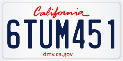 CA license plate 6TUM451