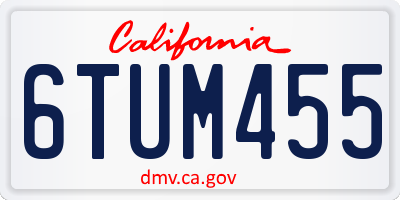 CA license plate 6TUM455