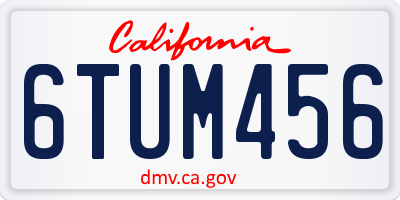 CA license plate 6TUM456
