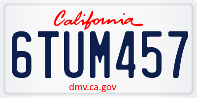 CA license plate 6TUM457