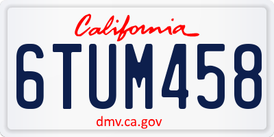 CA license plate 6TUM458