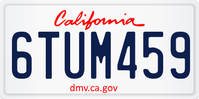 CA license plate 6TUM459