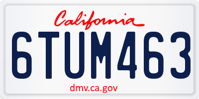 CA license plate 6TUM463