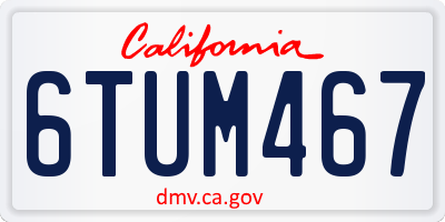 CA license plate 6TUM467