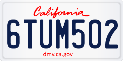 CA license plate 6TUM502