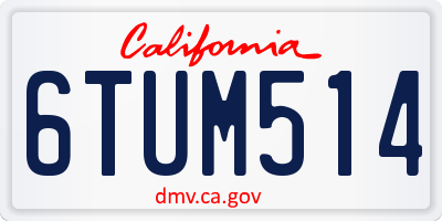 CA license plate 6TUM514