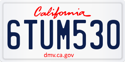 CA license plate 6TUM530
