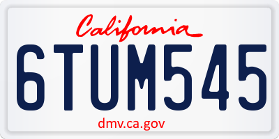 CA license plate 6TUM545