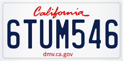 CA license plate 6TUM546