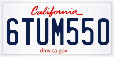 CA license plate 6TUM550