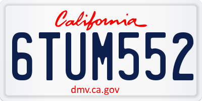 CA license plate 6TUM552