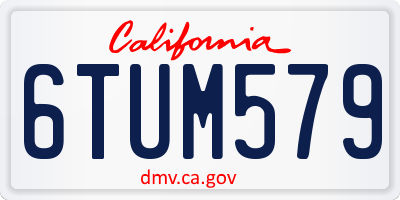 CA license plate 6TUM579