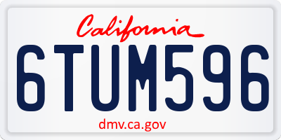 CA license plate 6TUM596